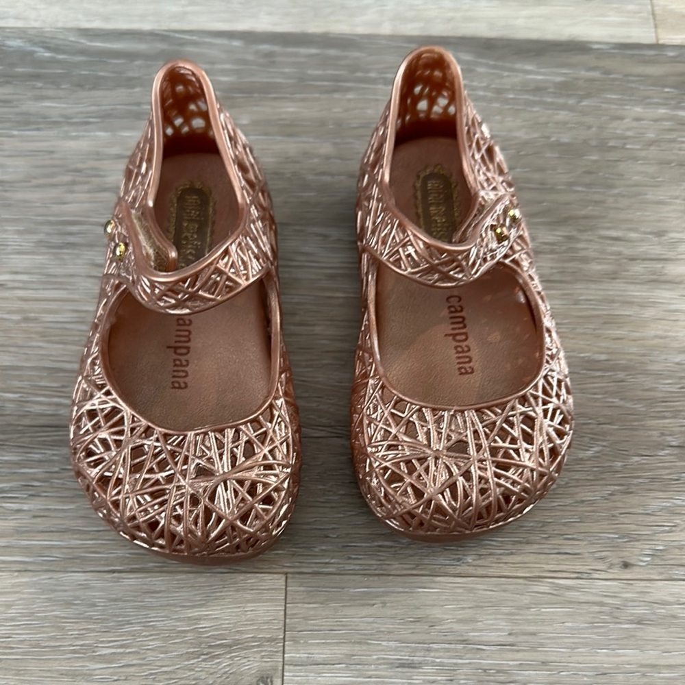 Mini Melissa Pink Glittery Mary Jane Dress Shoes